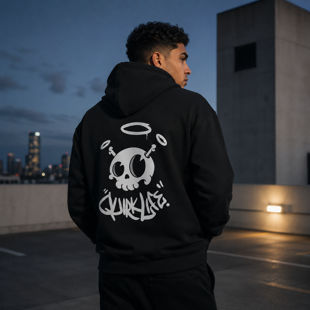 Street Life Halo Skull Black Hoodie | Premium Streetwear