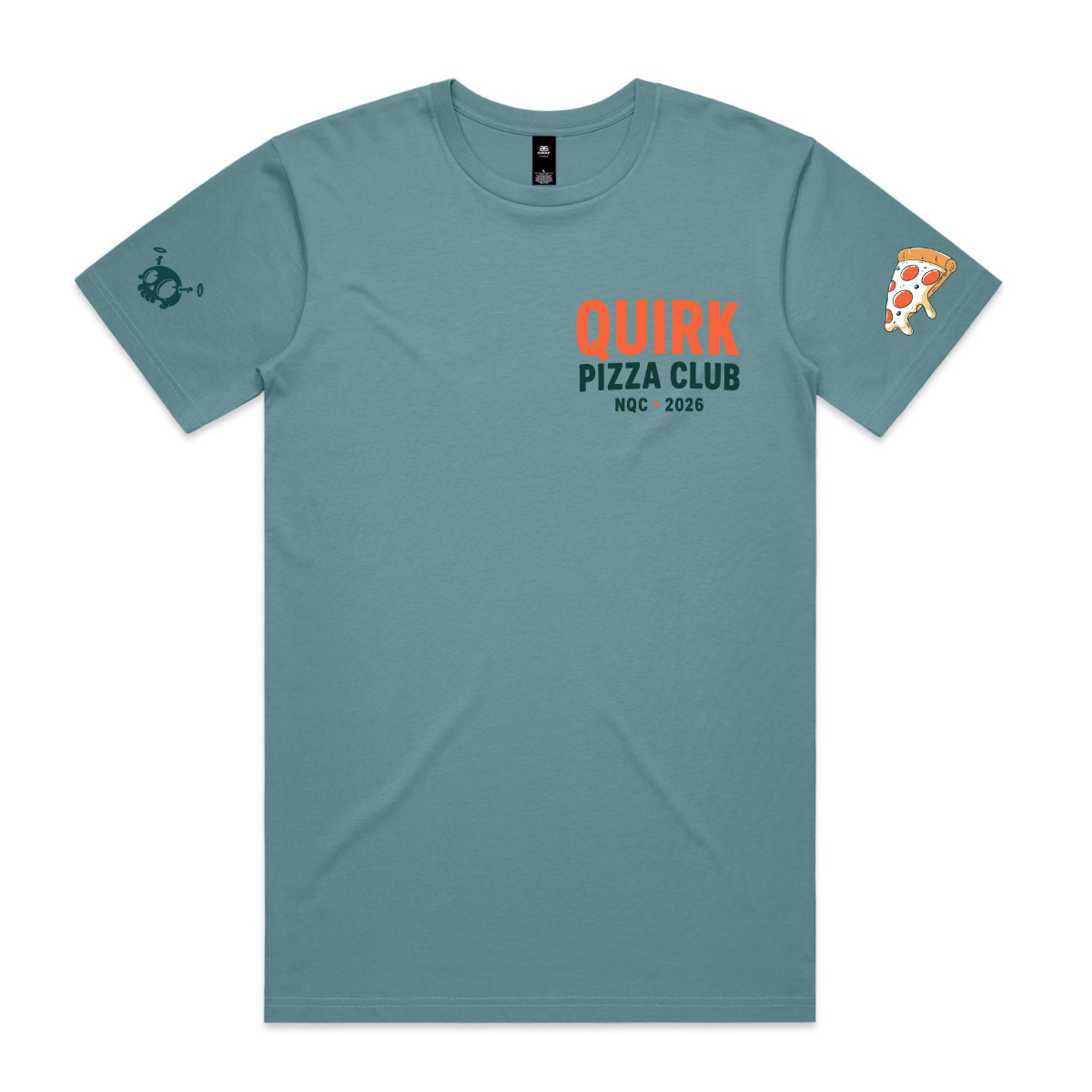 Slate Blue Quirk Pizza Club Tee-2
