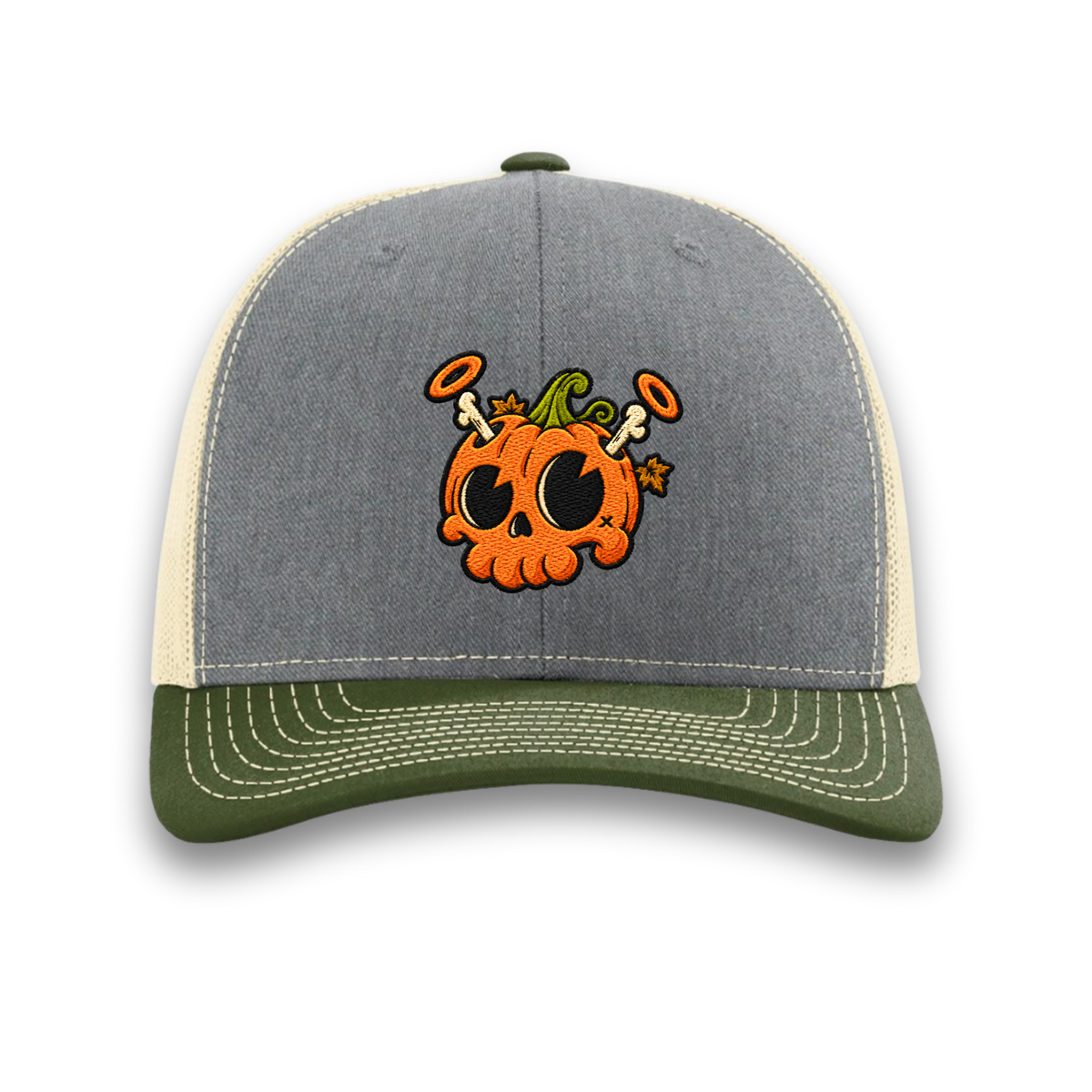 Quirkie Pumpkin Skull Trucker Hat | Halloween 2026